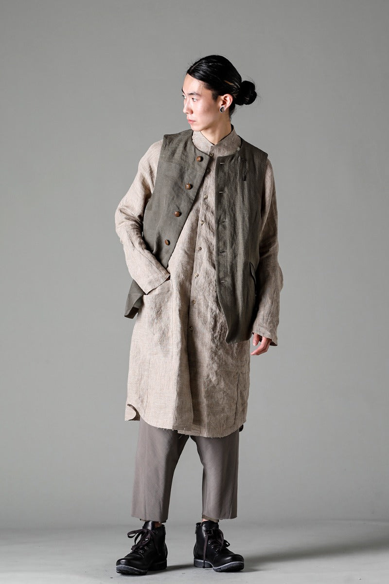 Dropcrotch cropped pants Cotton/silk /viscose Mud Gray