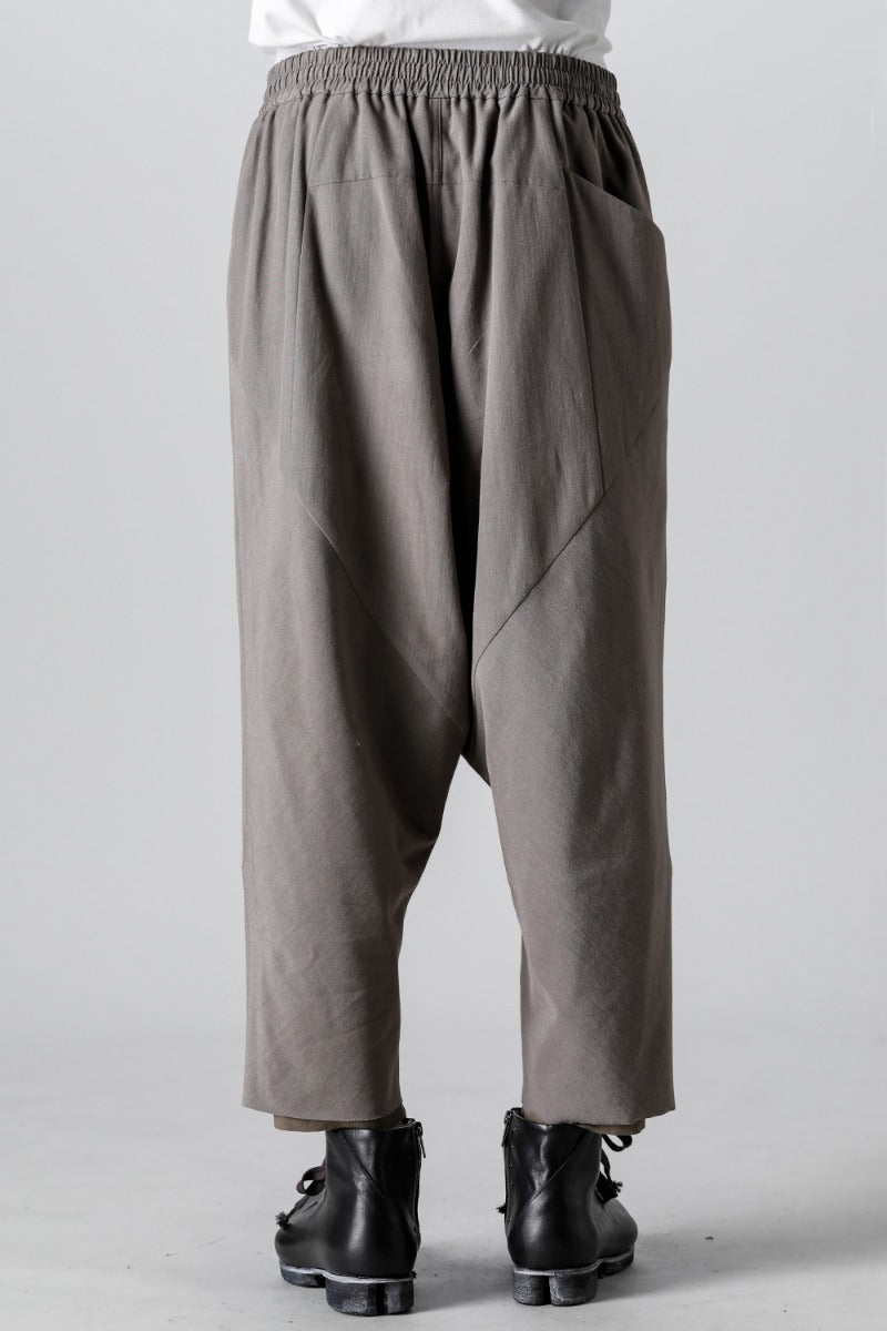 Dropcrotch cropped pants Cotton/silk /viscose Mud Gray