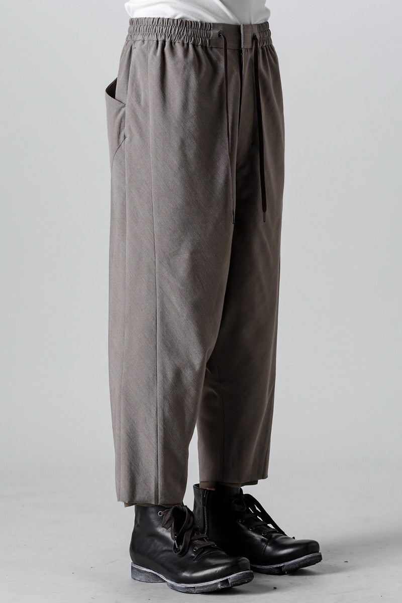 Dropcrotch cropped pants Cotton/silk /viscose Mud Gray