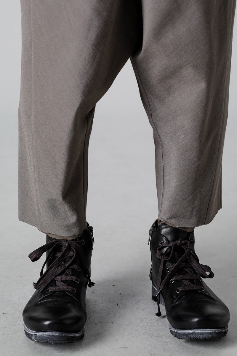 Dropcrotch cropped pants Cotton/silk /viscose Mud Gray