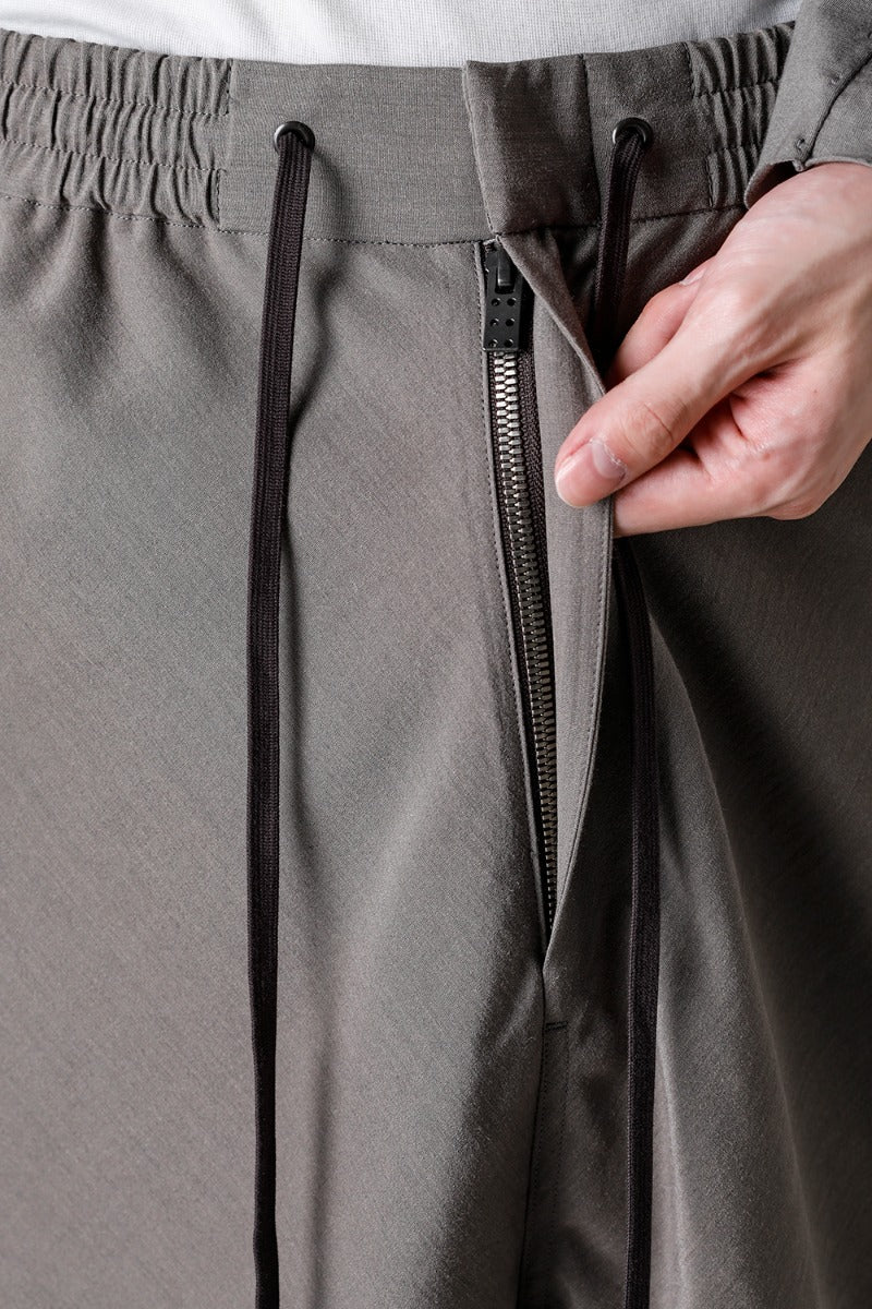 Dropcrotch cropped pants Cotton/silk /viscose Mud Gray