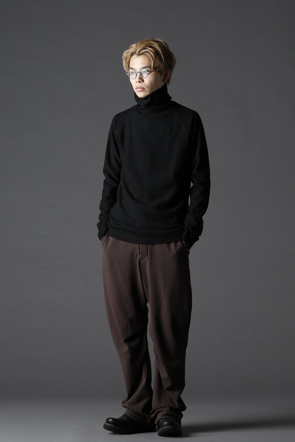 Boucle Bottle Neck Knit Black