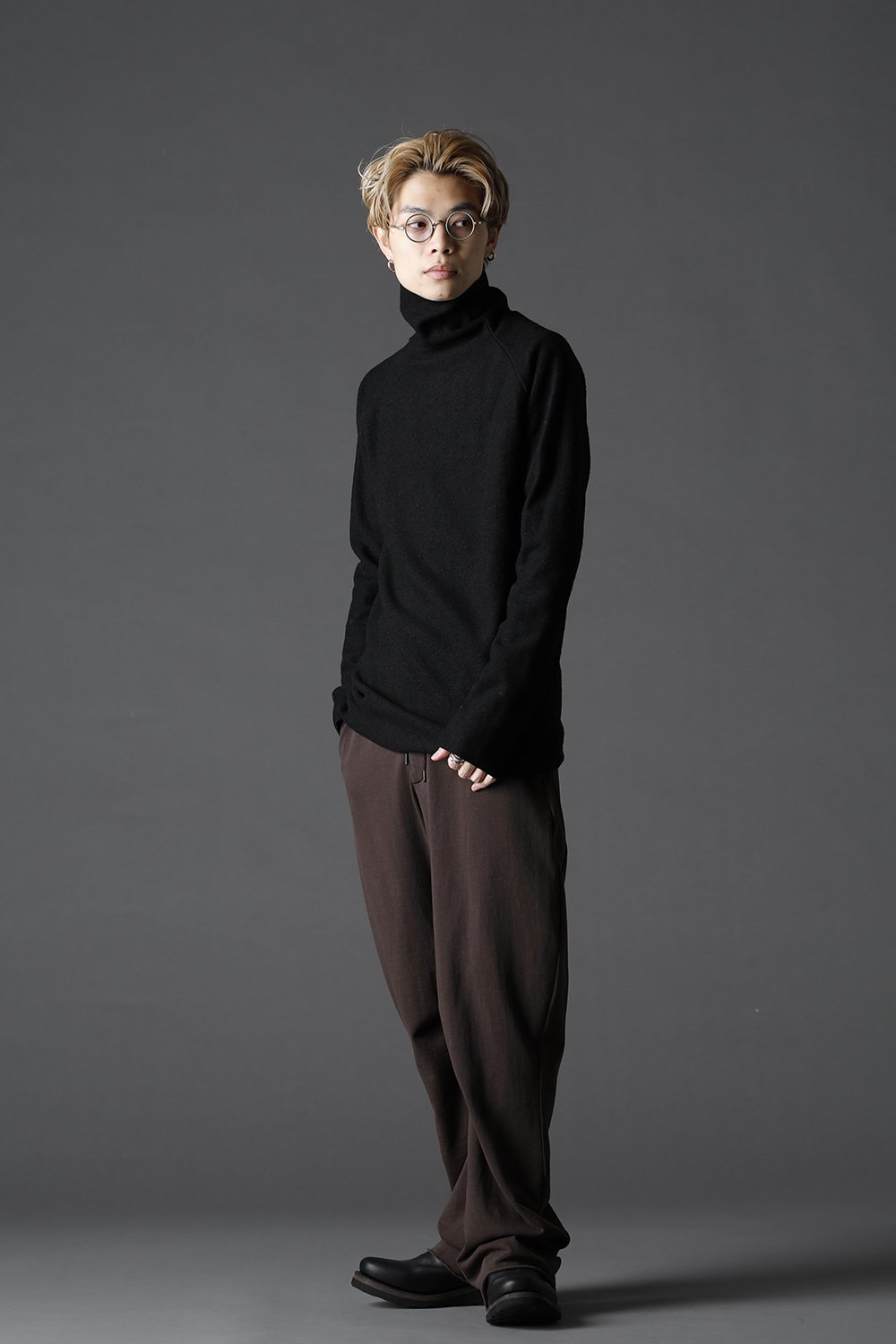 Boucle Bottle Neck Knit Black