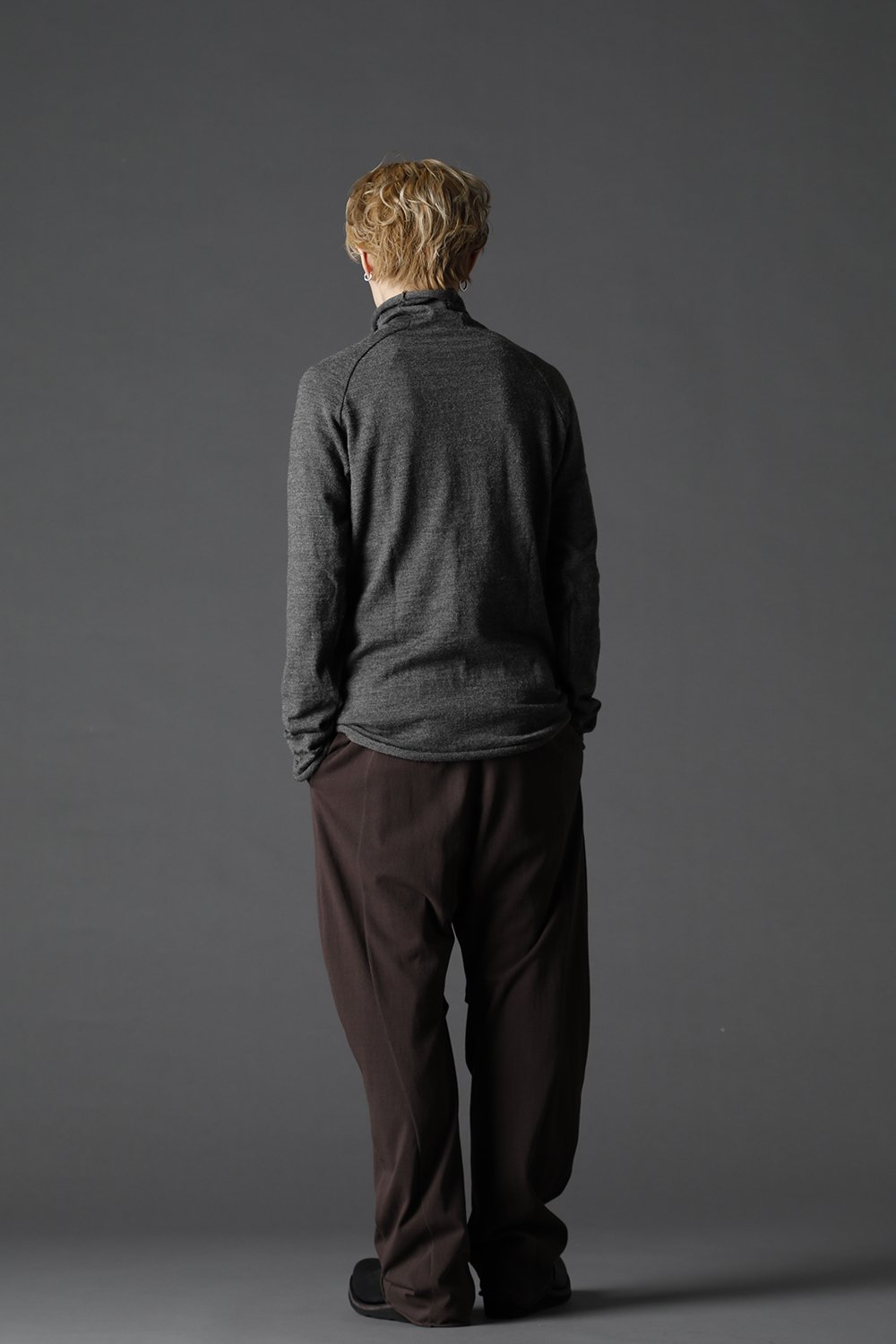 Wool Nylon Bottle Neck Knit M.Brown