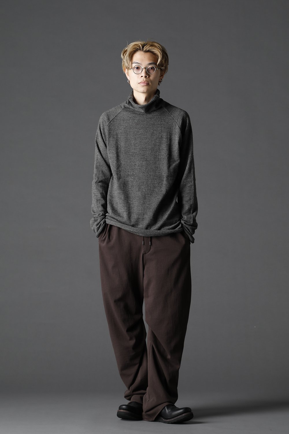 Wool Nylon Bottle Neck Knit M.Brown