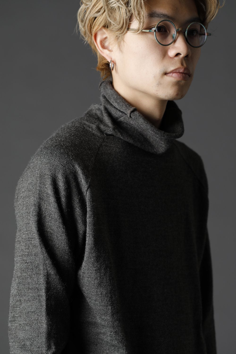 Wool Nylon Bottle Neck Knit M.Brown