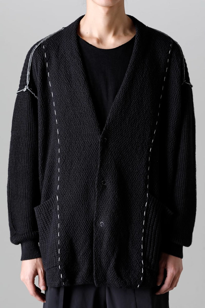 Hard Twisted Ramie Yarn Cardigan  Black