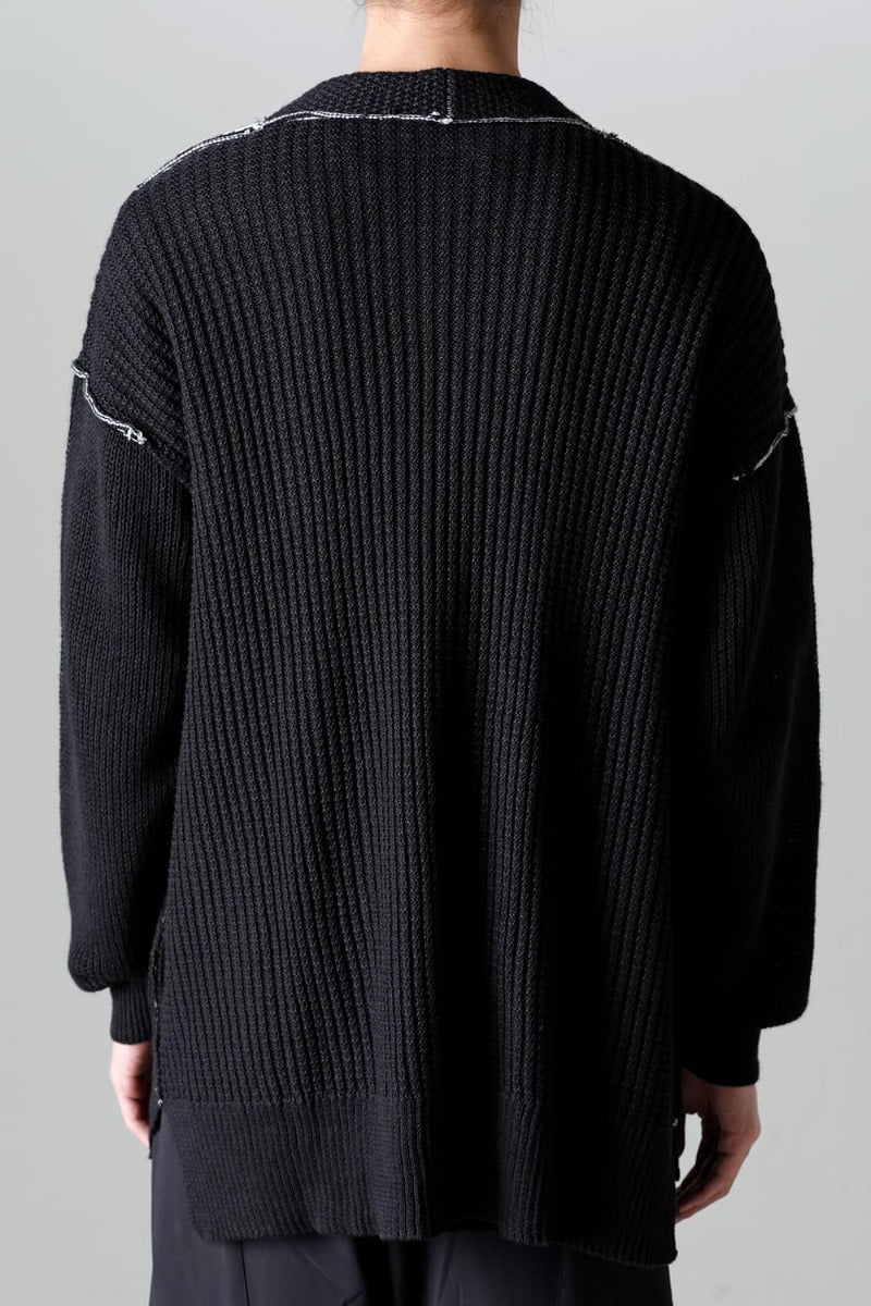 Hard Twisted Ramie Yarn Cardigan  Black