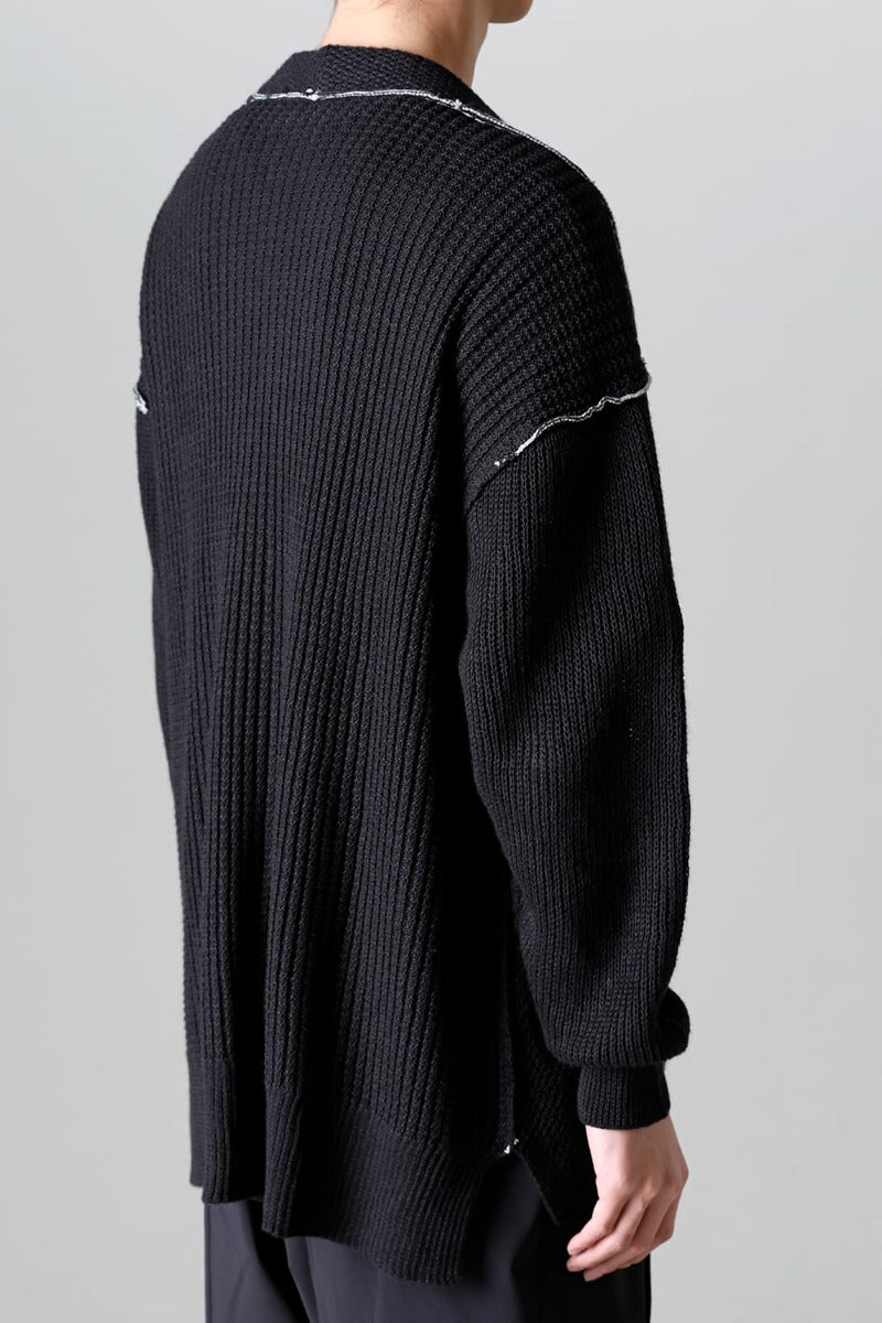 Hard Twisted Ramie Yarn Cardigan  Black