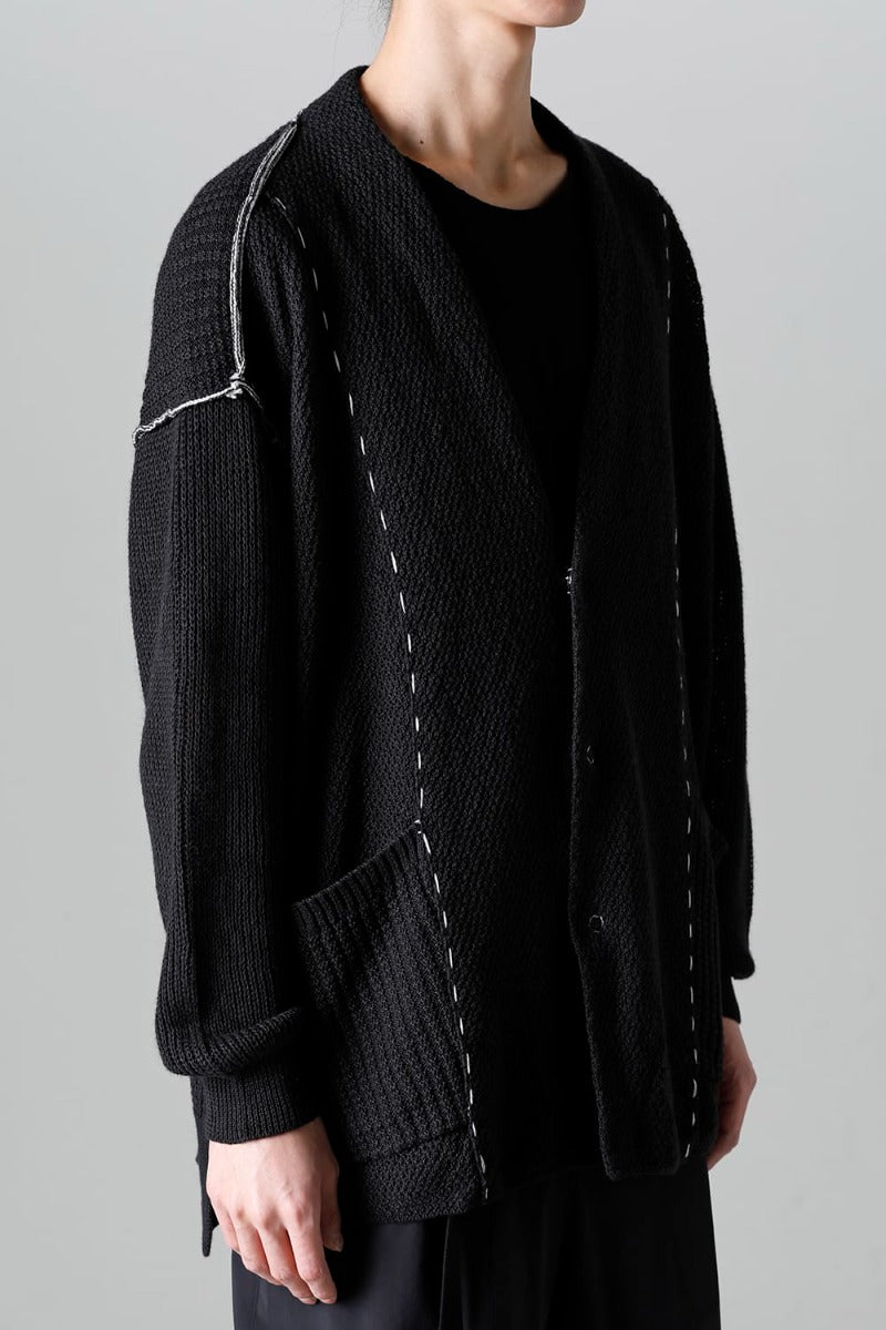 Hard Twisted Ramie Yarn Cardigan  Black