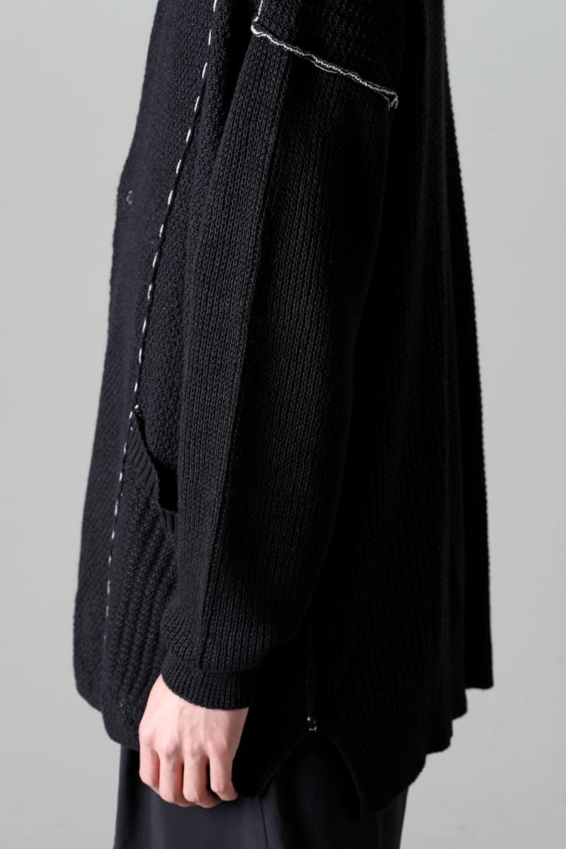 Hard Twisted Ramie Yarn Cardigan  Black