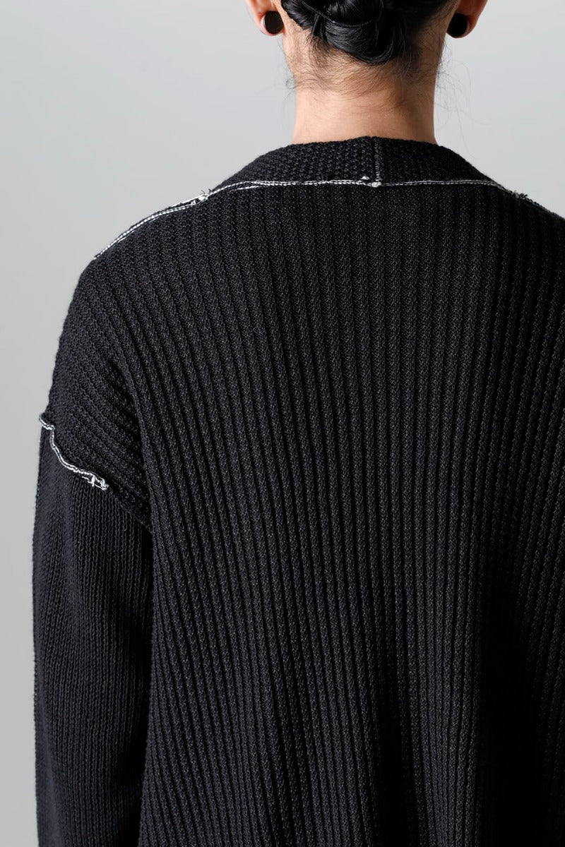 Hard Twisted Ramie Yarn Cardigan  Black