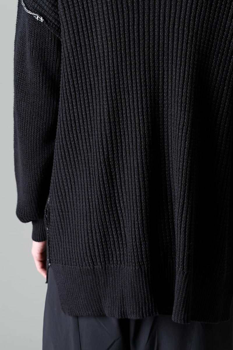 Hard Twisted Ramie Yarn Cardigan  Black