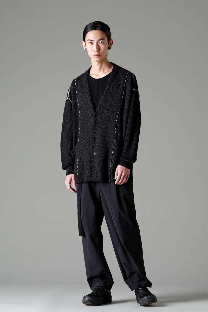 Hard Twisted Ramie Yarn Cardigan  Black