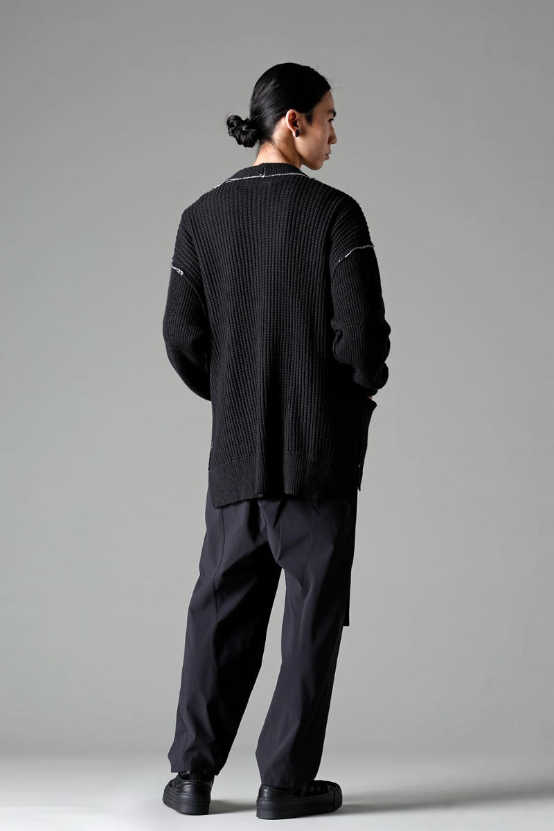 Hard Twisted Ramie Yarn Cardigan  Black