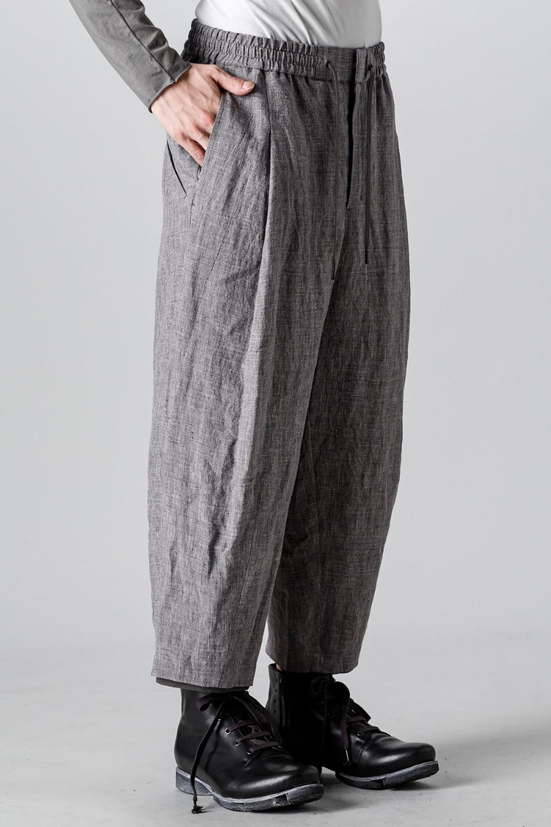 Baggy cropped pants Ramie Vintage Blue