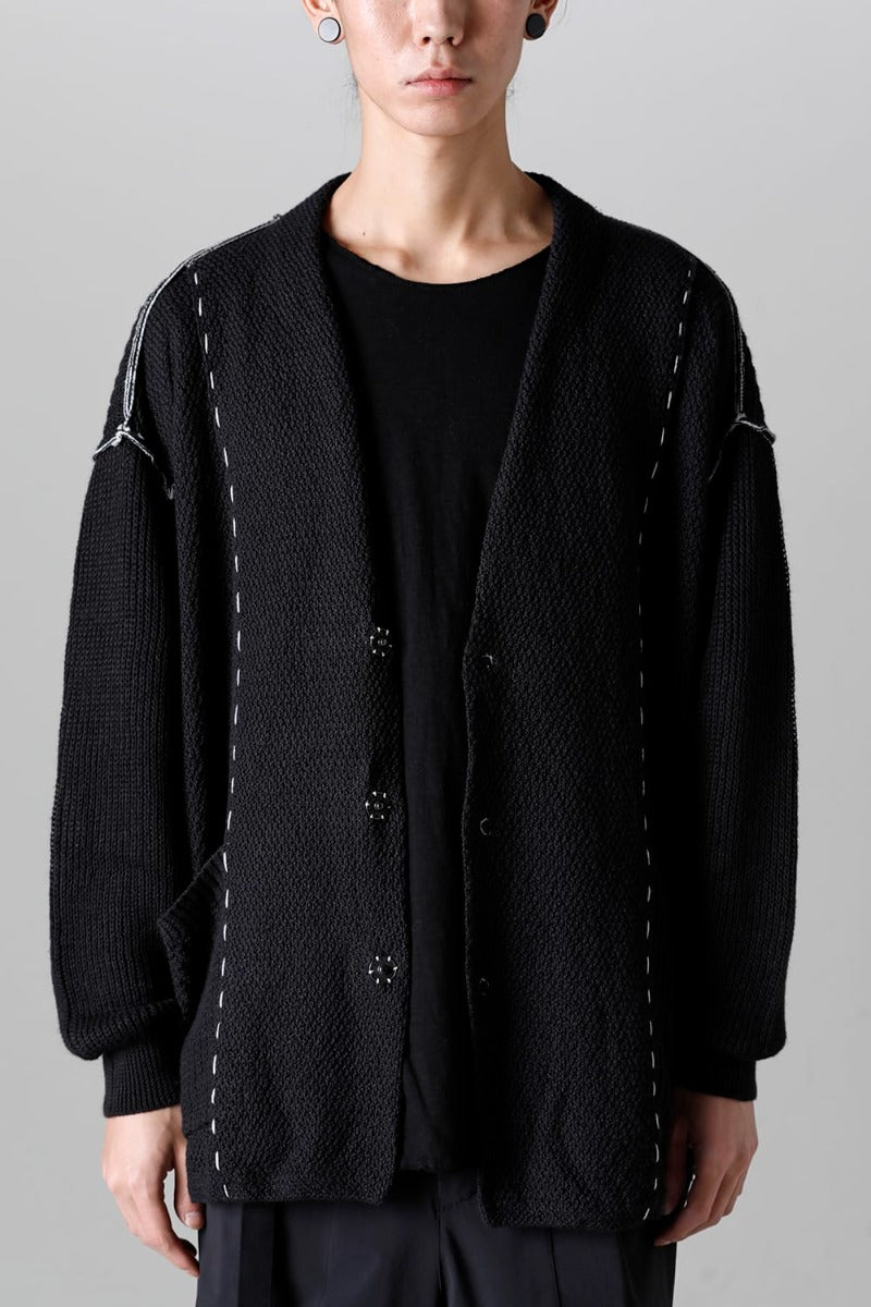 Hard Twisted Ramie Yarn Cardigan  Black