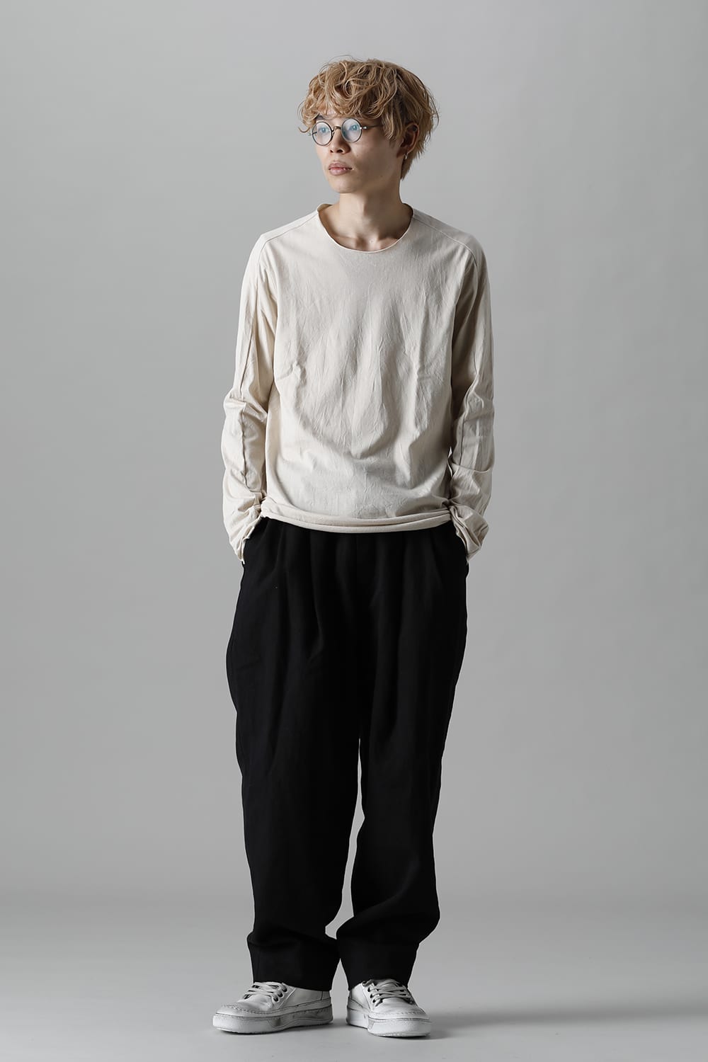 ライト ウェイト コットン ジャージー ロングスリーブ カットソー ベージュ