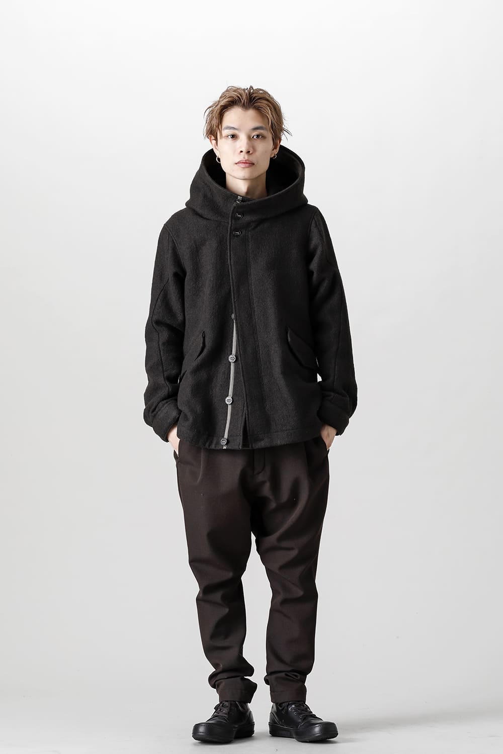 Hooded jacket Wool Herringbone