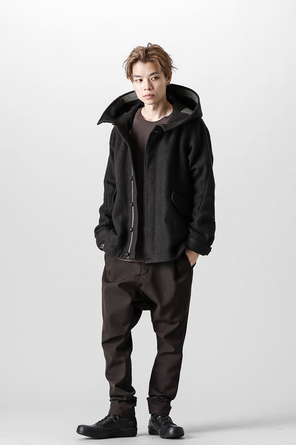 Hooded jacket Wool Herringbone