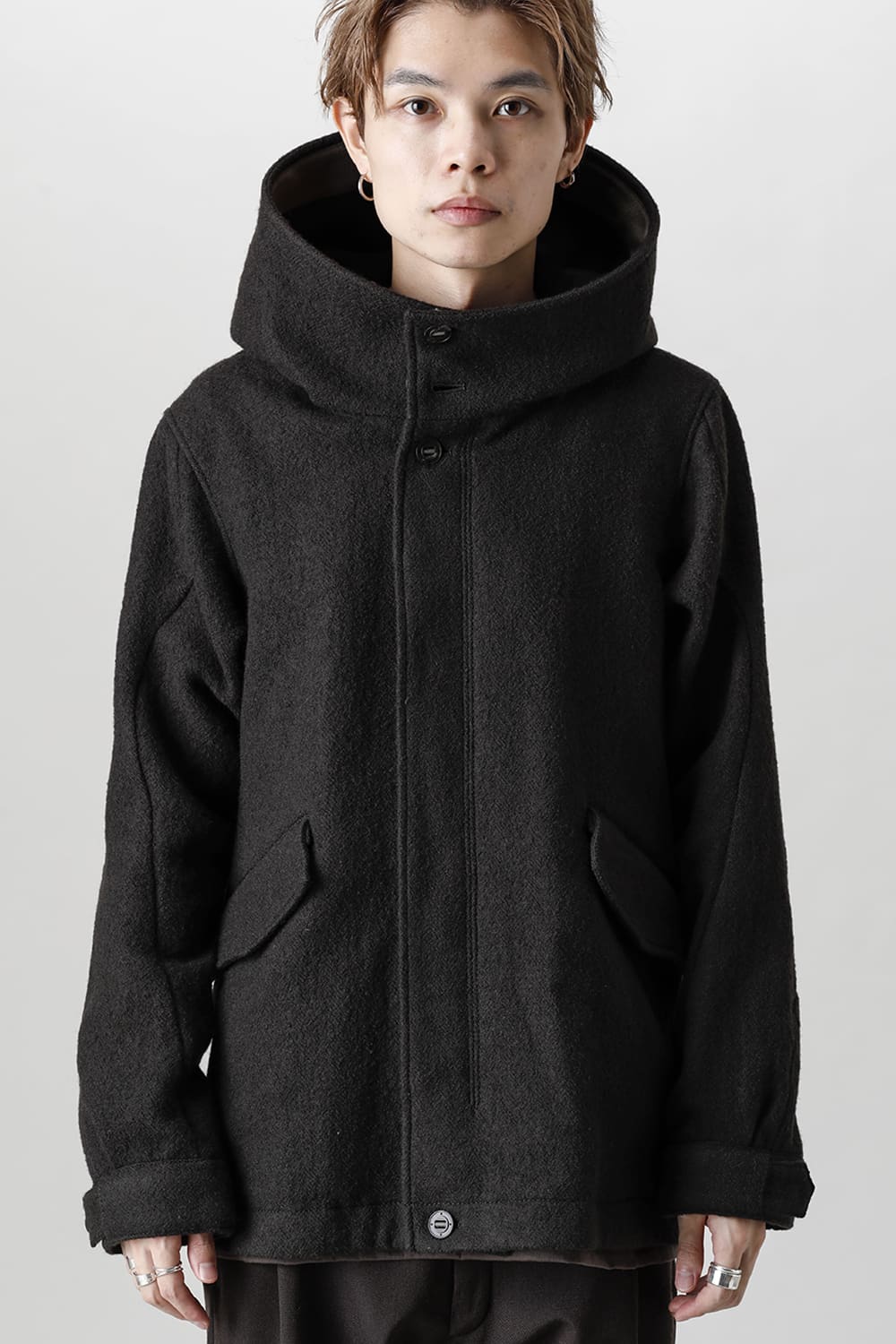 Hooded jacket Wool Herringbone