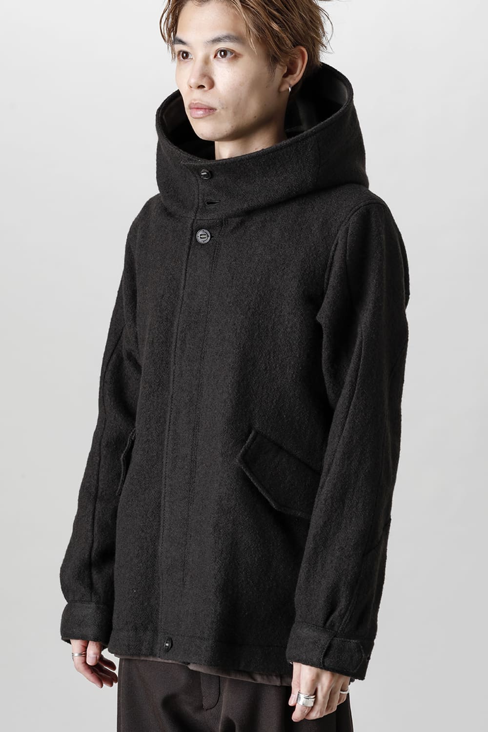 Hooded jacket Wool Herringbone
