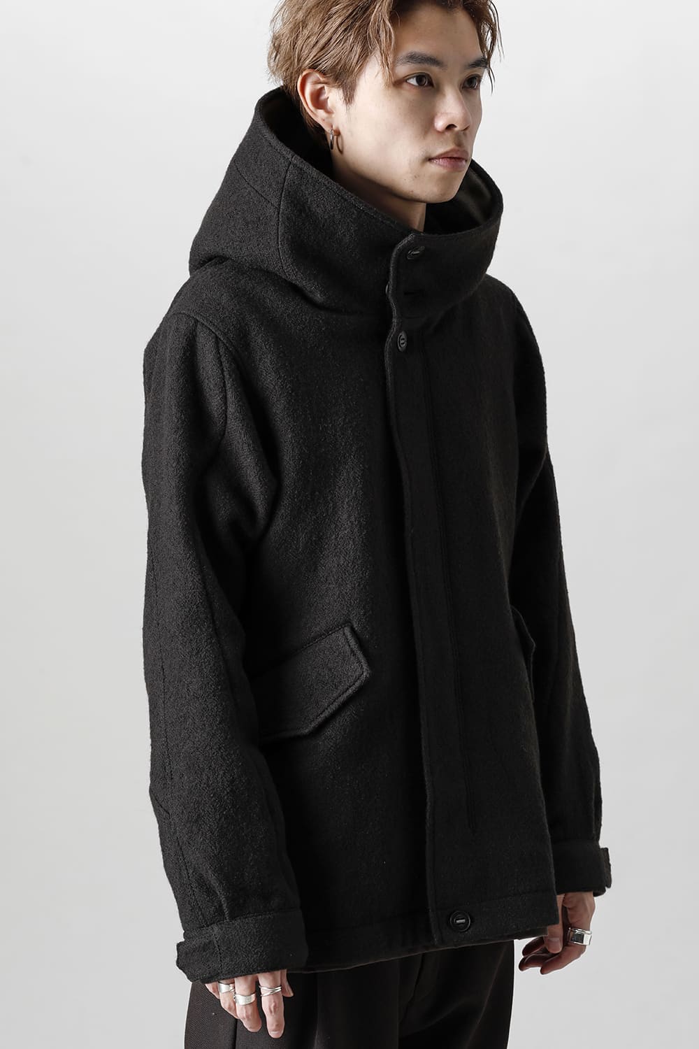 Hooded jacket Wool Herringbone