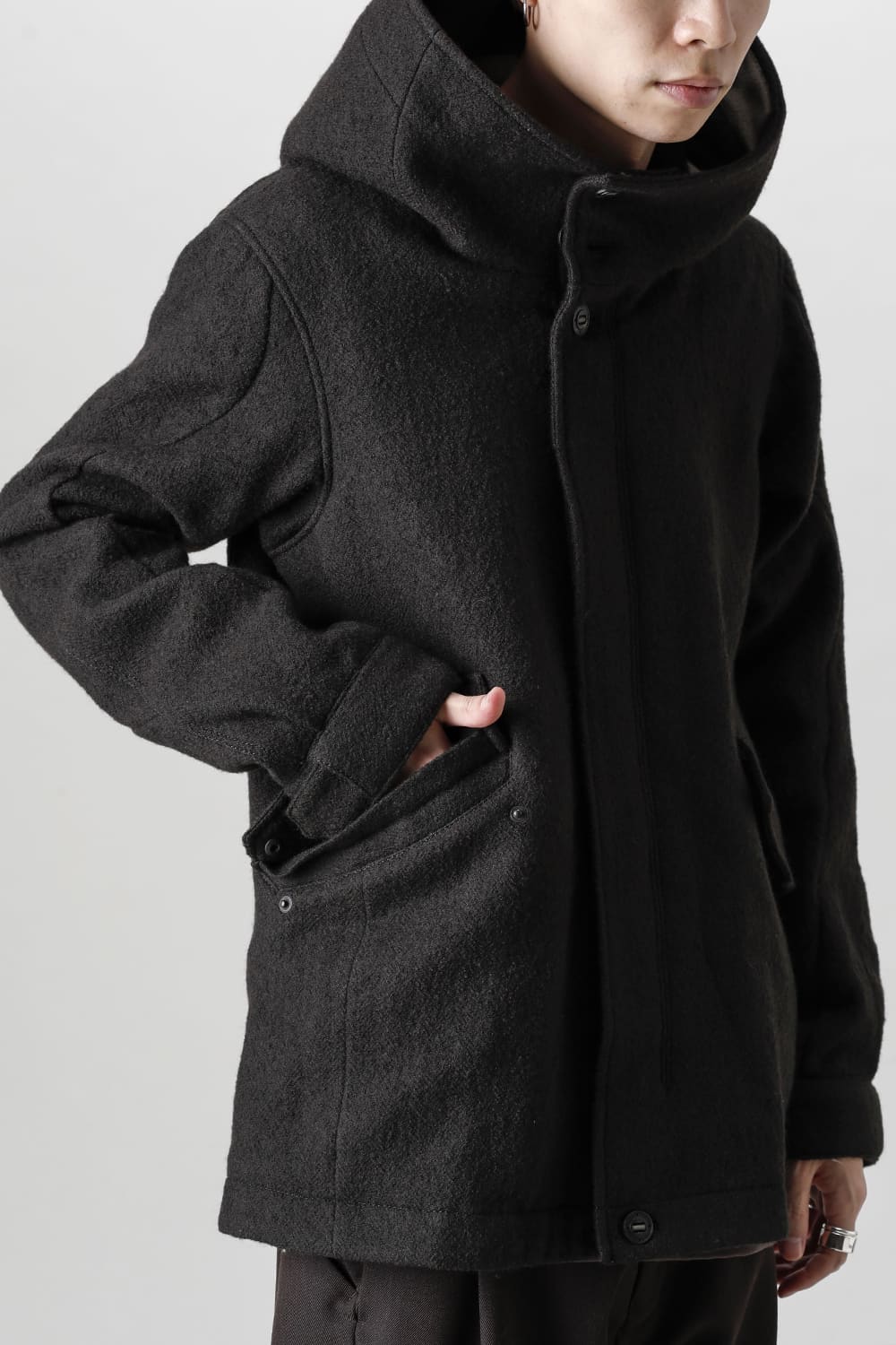 Hooded jacket Wool Herringbone