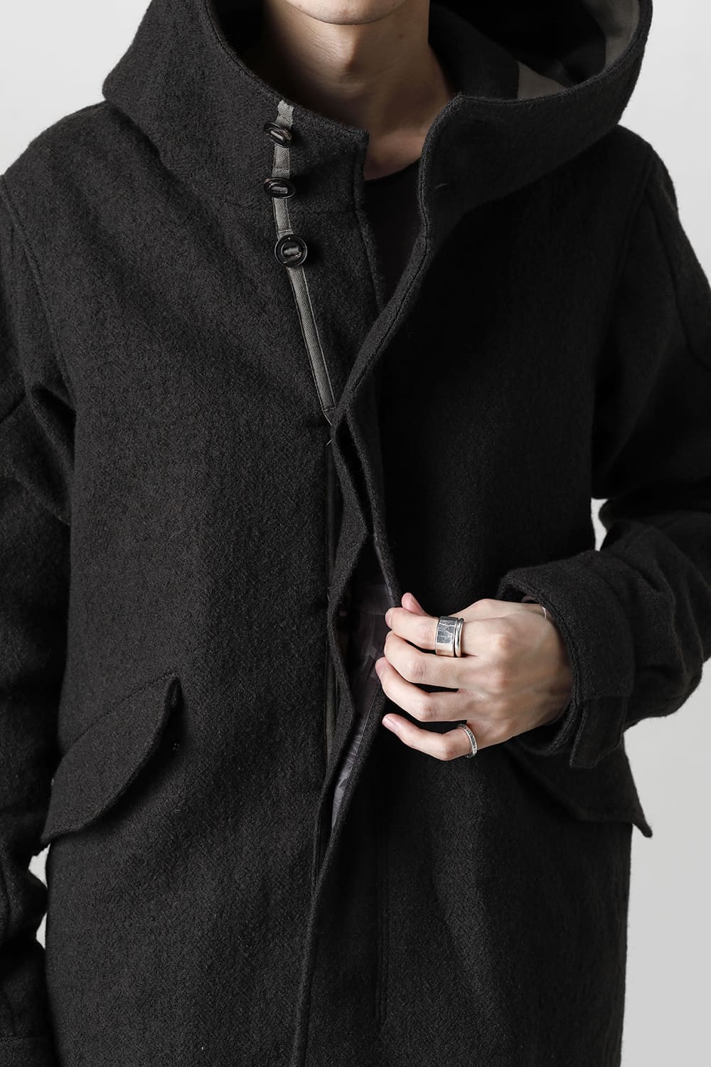 Hooded jacket Wool Herringbone