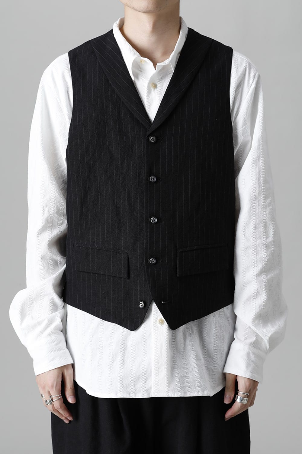 Stripe Shawl Collar Gilet