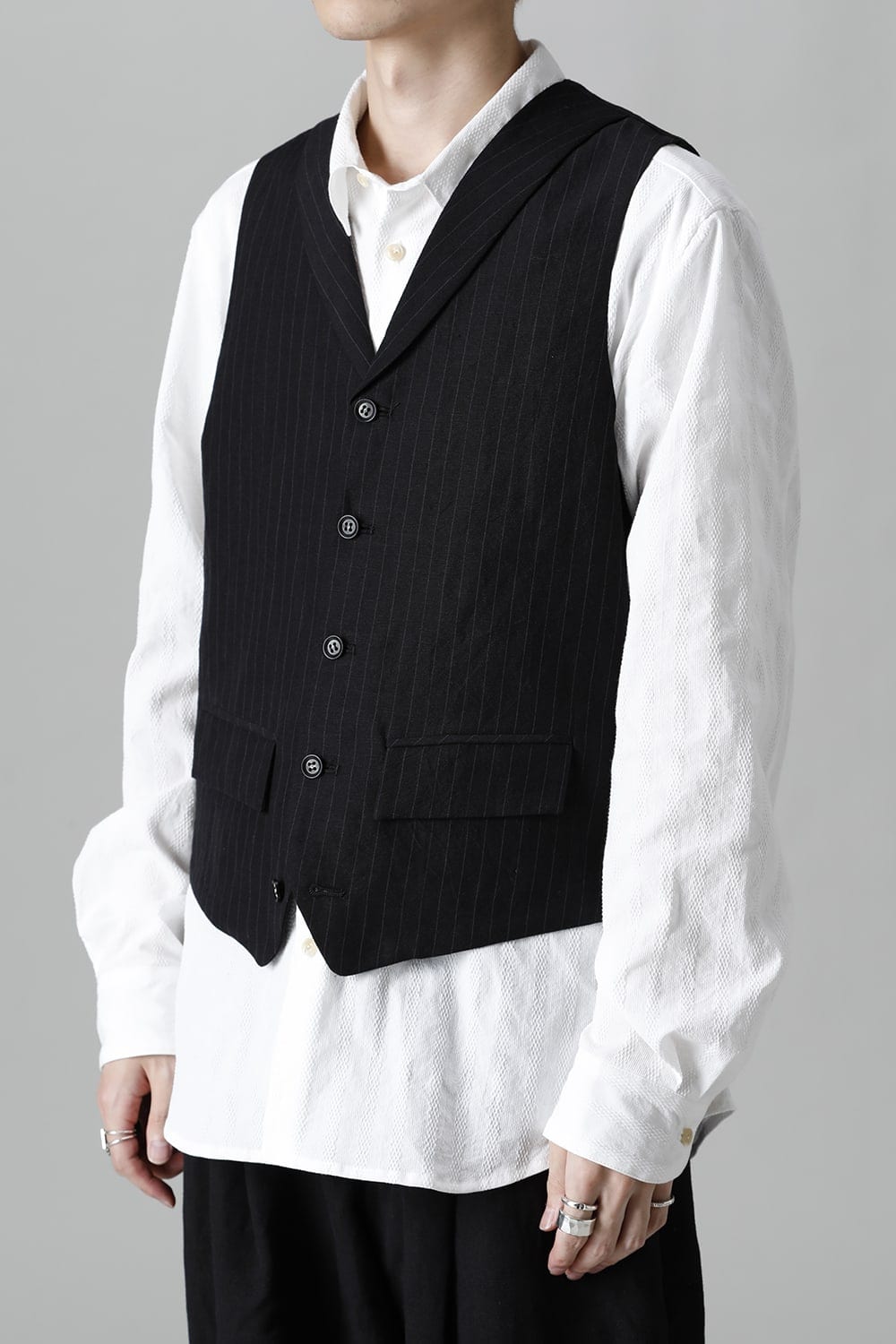 Stripe Shawl Collar Gilet