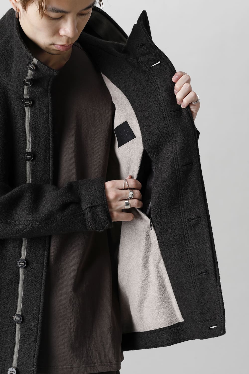 Hooded jacket Wool Herringbone