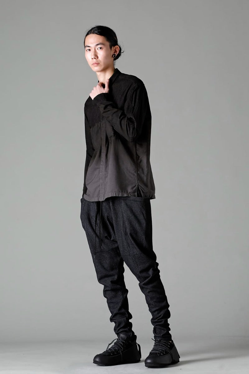 Stripe Knit Drop-Clotch Pants Black