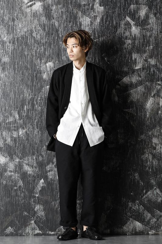 High density Double Cotton  Wide Pants Black