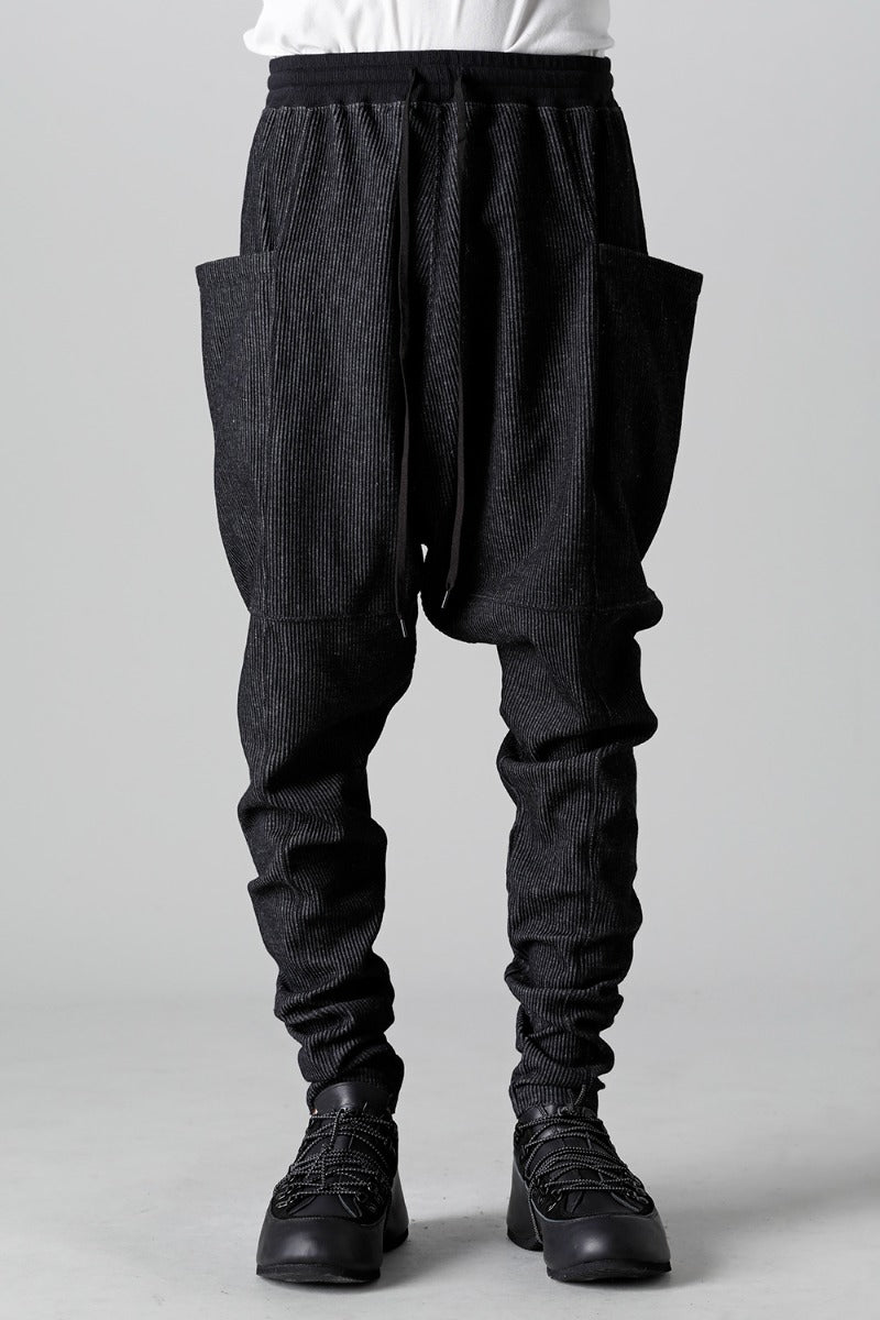 Stripe Knit Drop-Clotch Pants Black