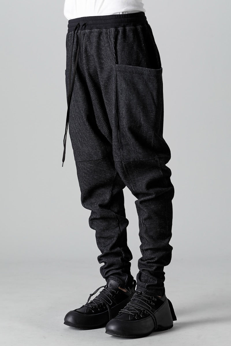 Stripe Knit Drop-Clotch Pants Black