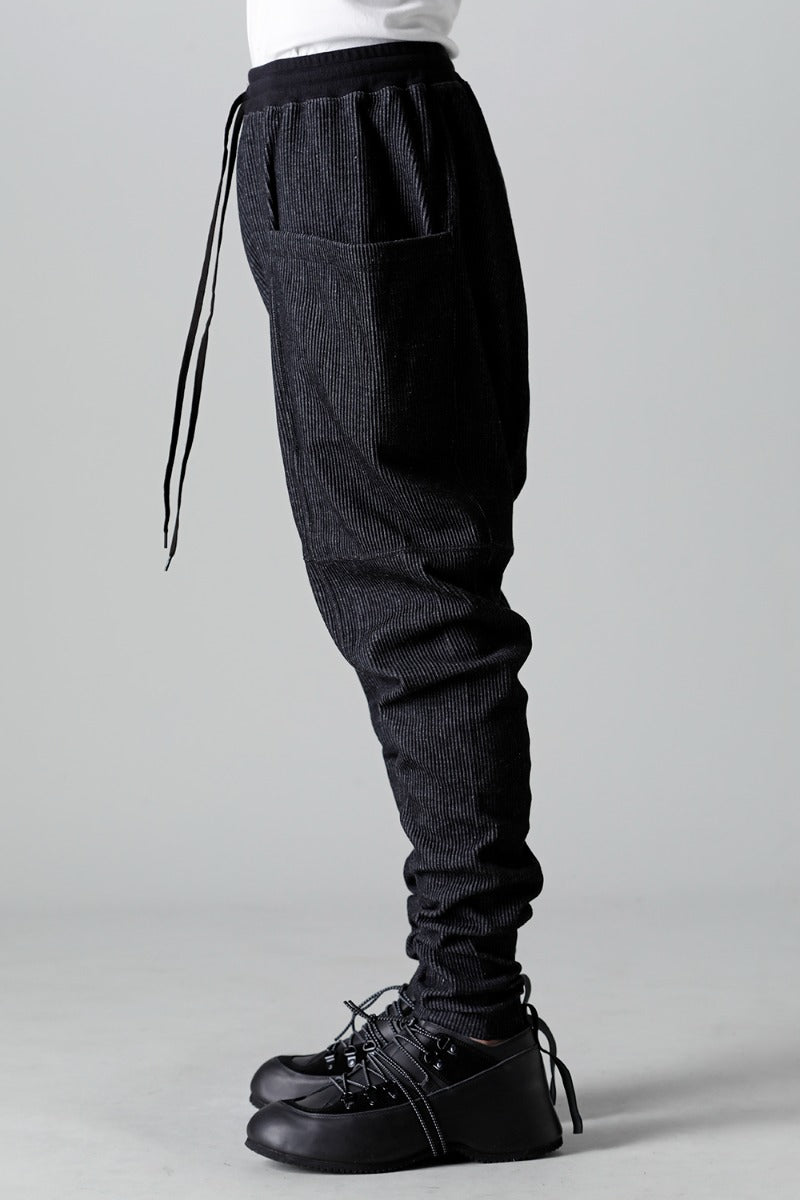 Stripe Knit Drop-Clotch Pants Black