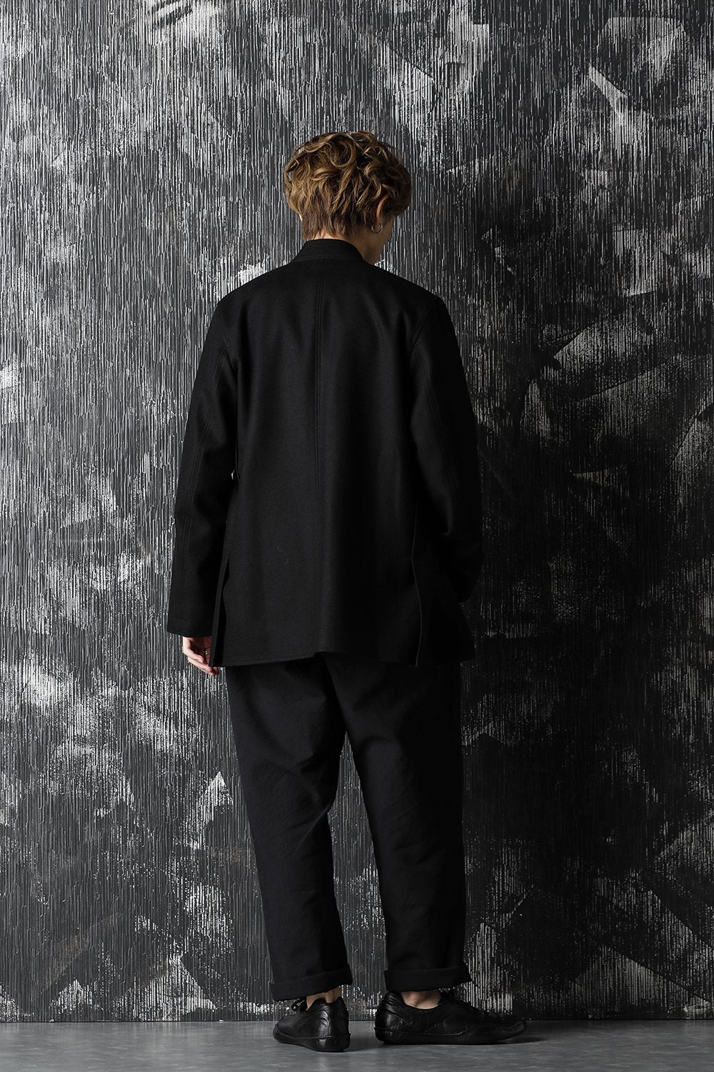 High density Double Cotton  Wide Pants Black