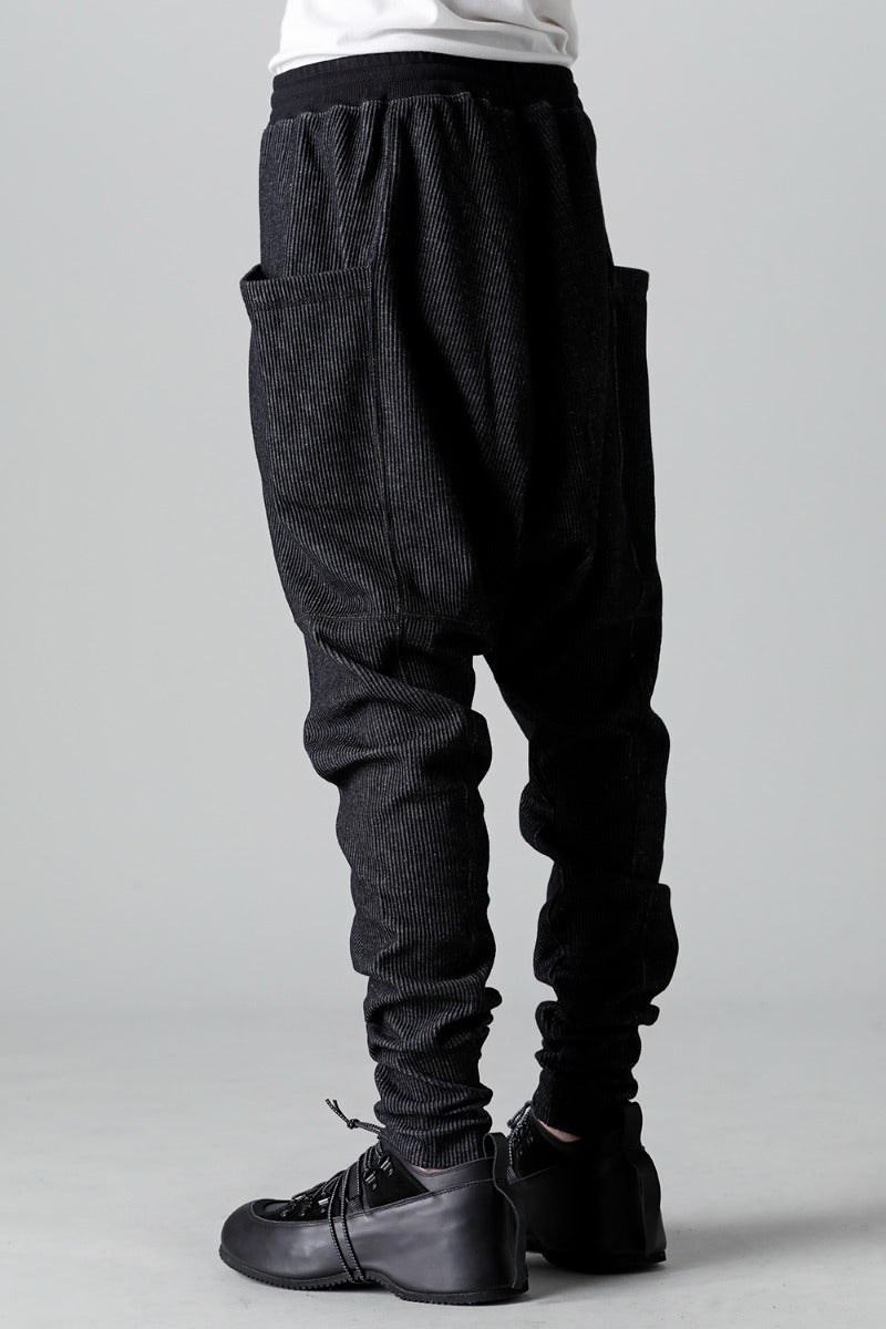 Stripe Knit Drop-Clotch Pants Black