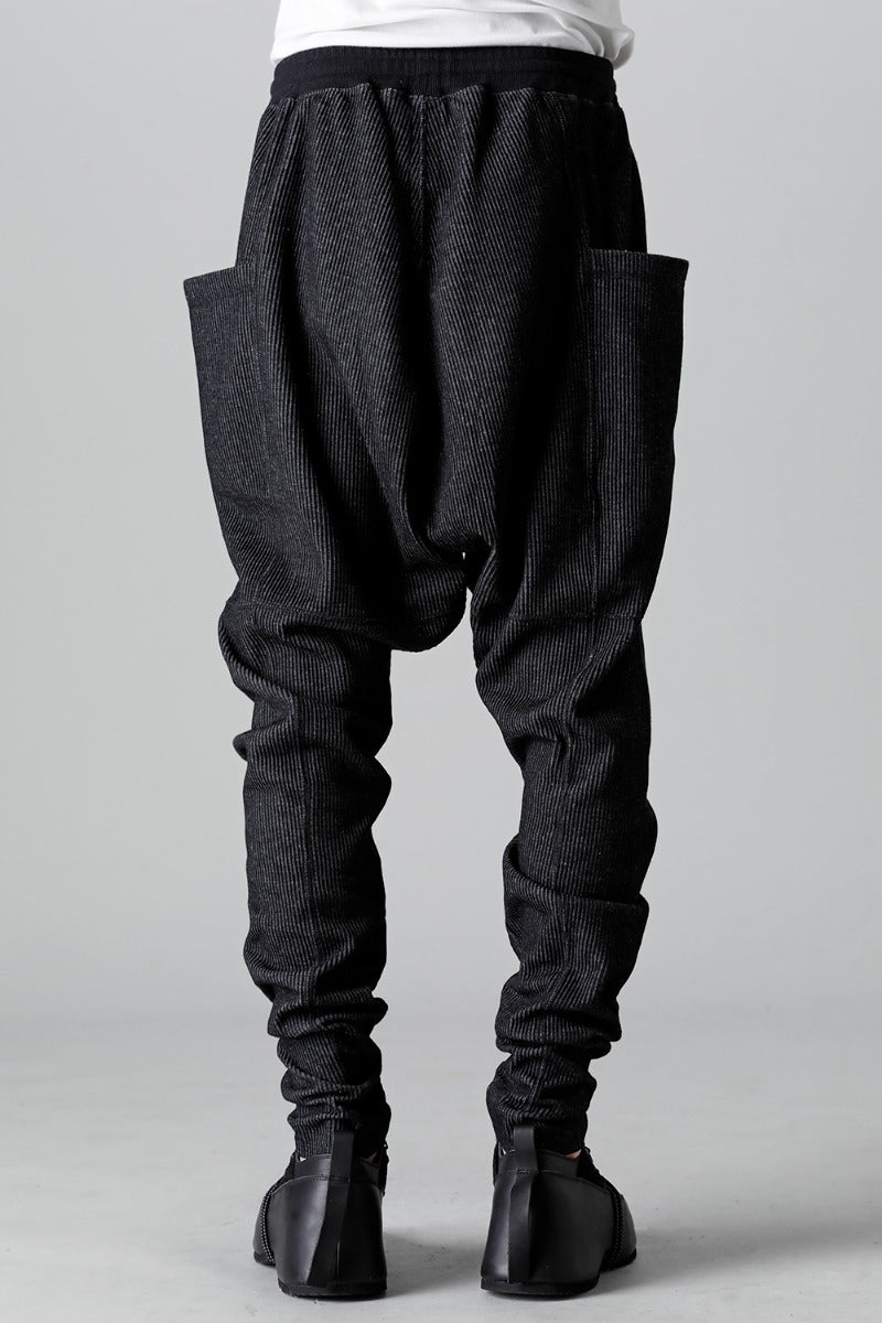 Stripe Knit Drop-Clotch Pants Black