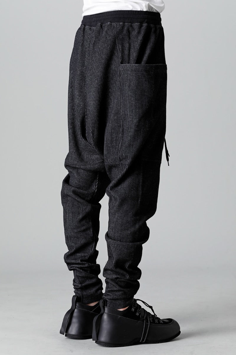 Stripe Knit Drop-Clotch Pants Black