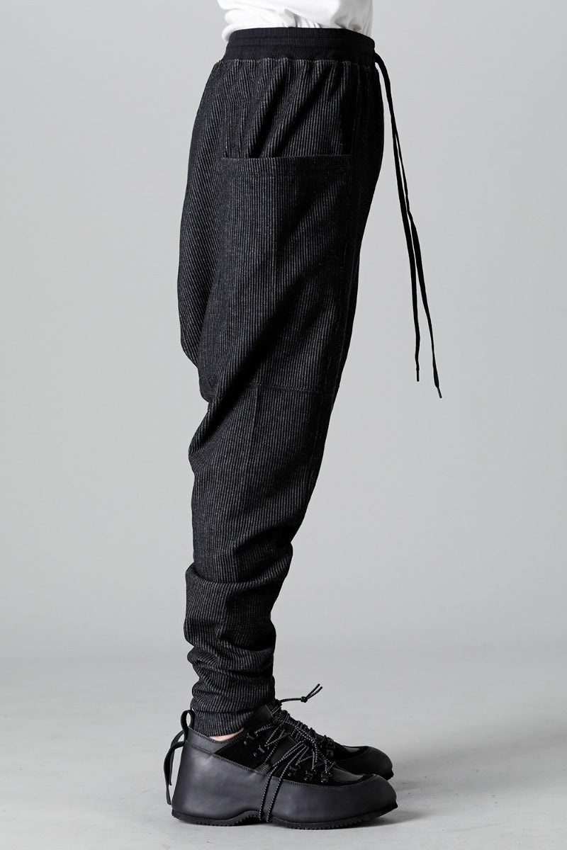 Stripe Knit Drop-Clotch Pants Black