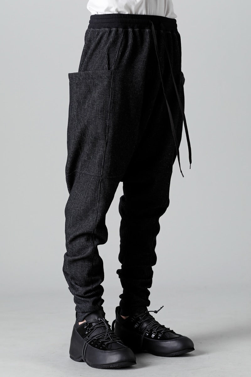 Stripe Knit Drop-Clotch Pants Black