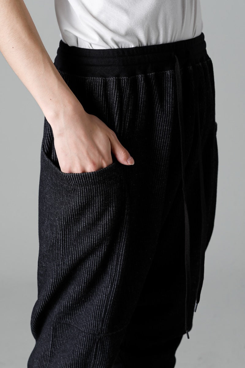 Stripe Knit Drop-Clotch Pants Black