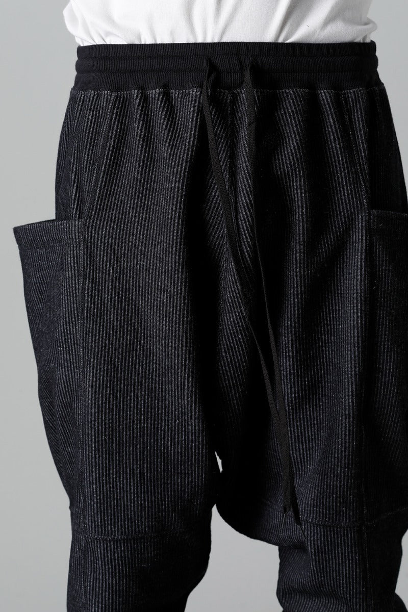 Stripe Knit Drop-Clotch Pants Black