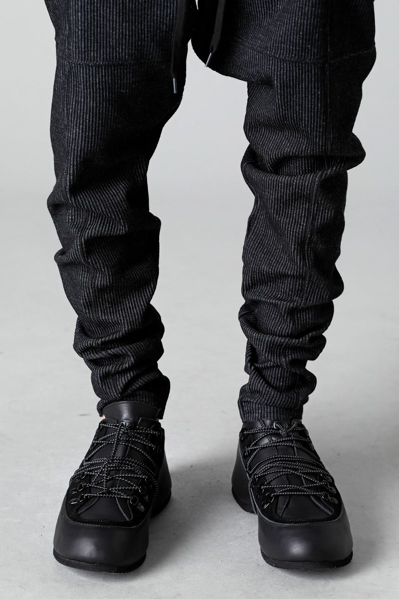 Stripe Knit Drop-Clotch Pants Black