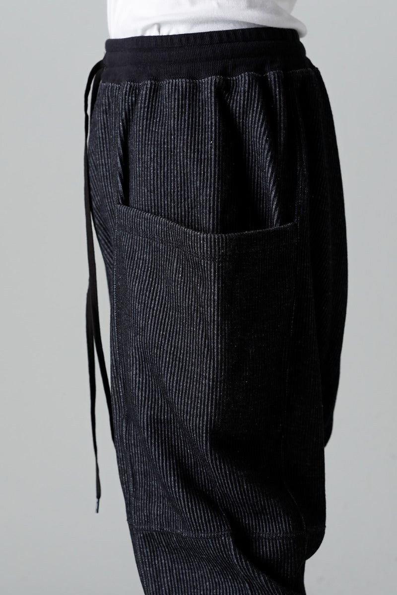 Stripe Knit Drop-Clotch Pants Black