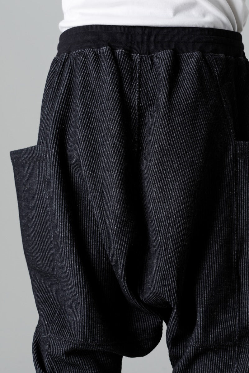 Stripe Knit Drop-Clotch Pants Black