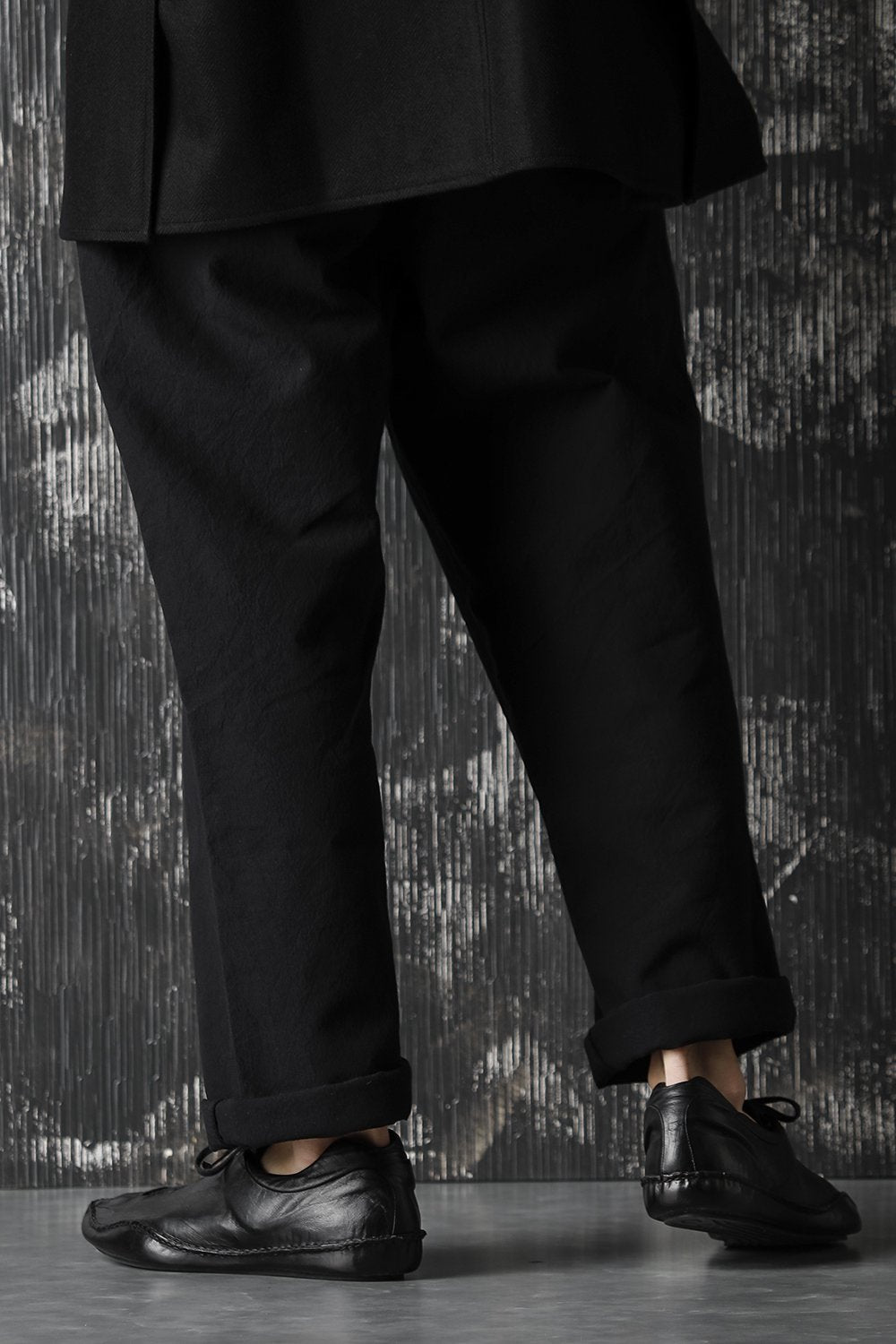 High density Double Cotton  Wide Pants Black