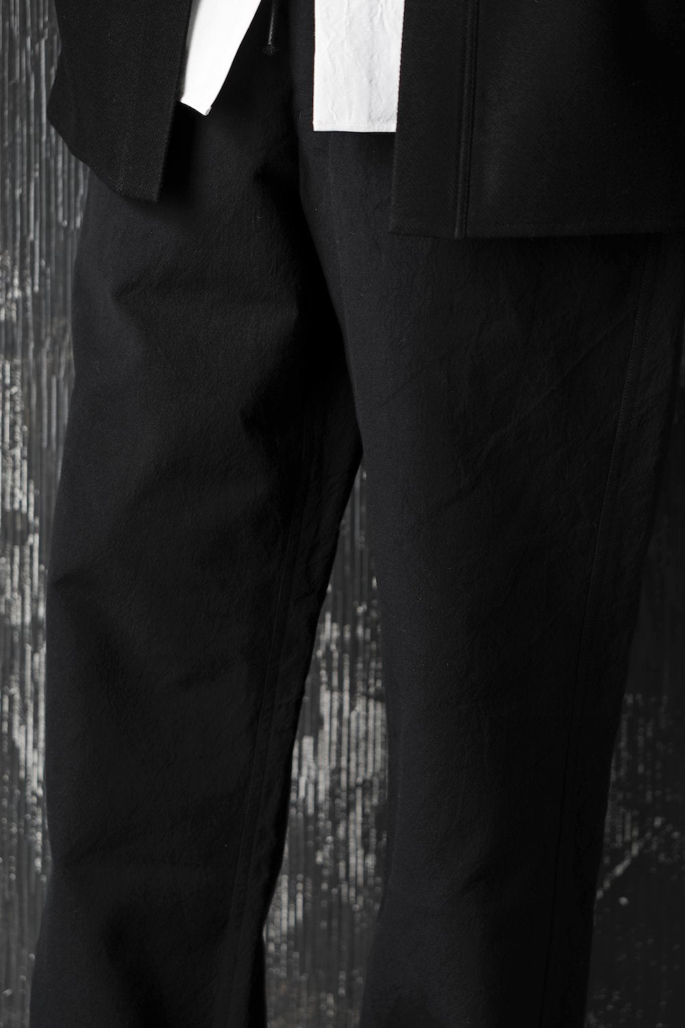 High density Double Cotton  Wide Pants Black